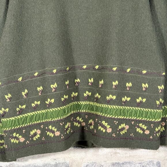 VTG Herman Geist Cardigan Sweater Woman's‎ Large Green Knit Wool Embroidered - Picture 10 of 12